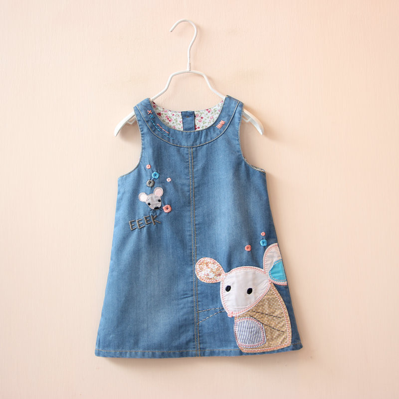 Baby Clothing Usa - Cartoon Mouse Embroidery Little Girls Summer