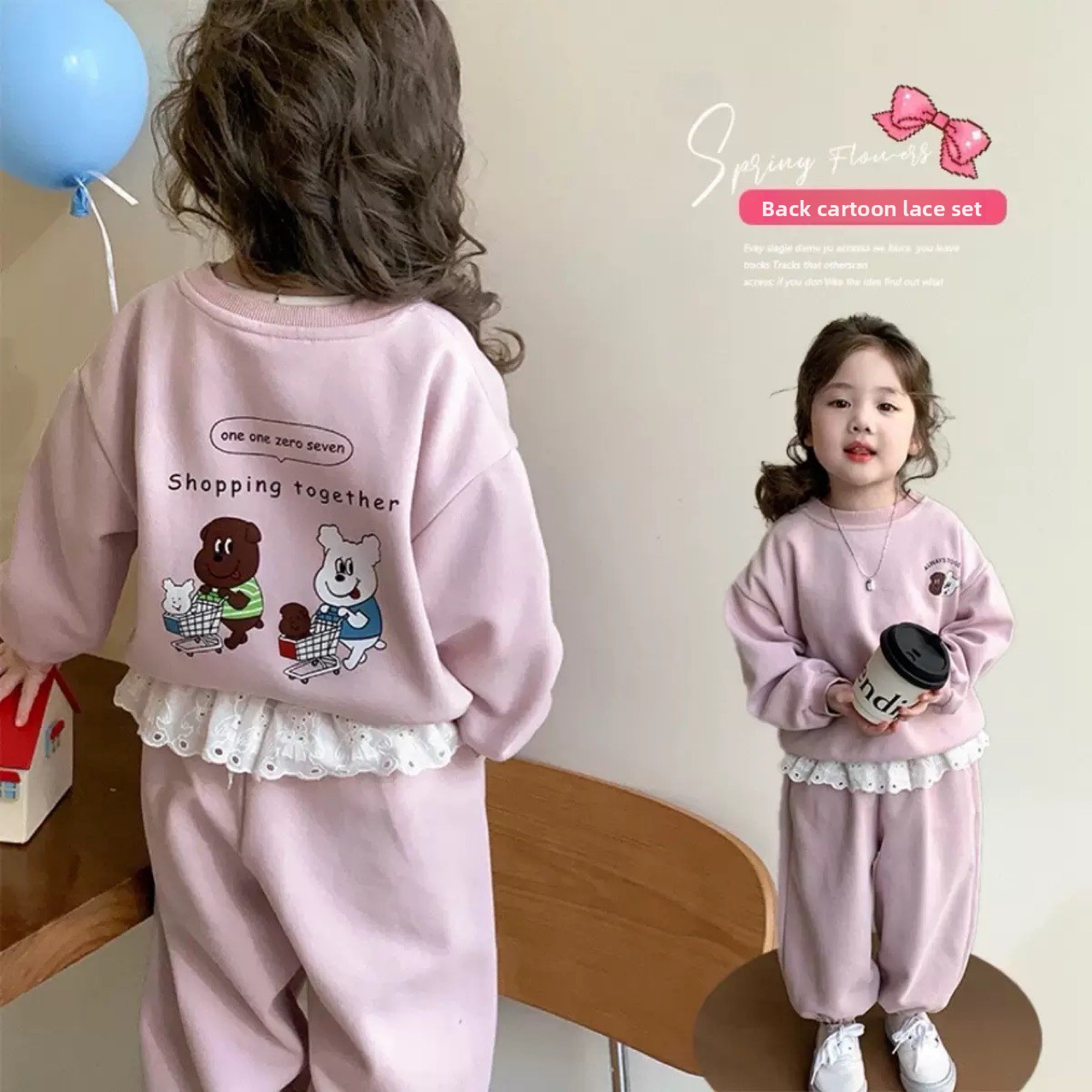 Baby Clothing Bundles - Children's Sets Cartoon Printed Hoodie &