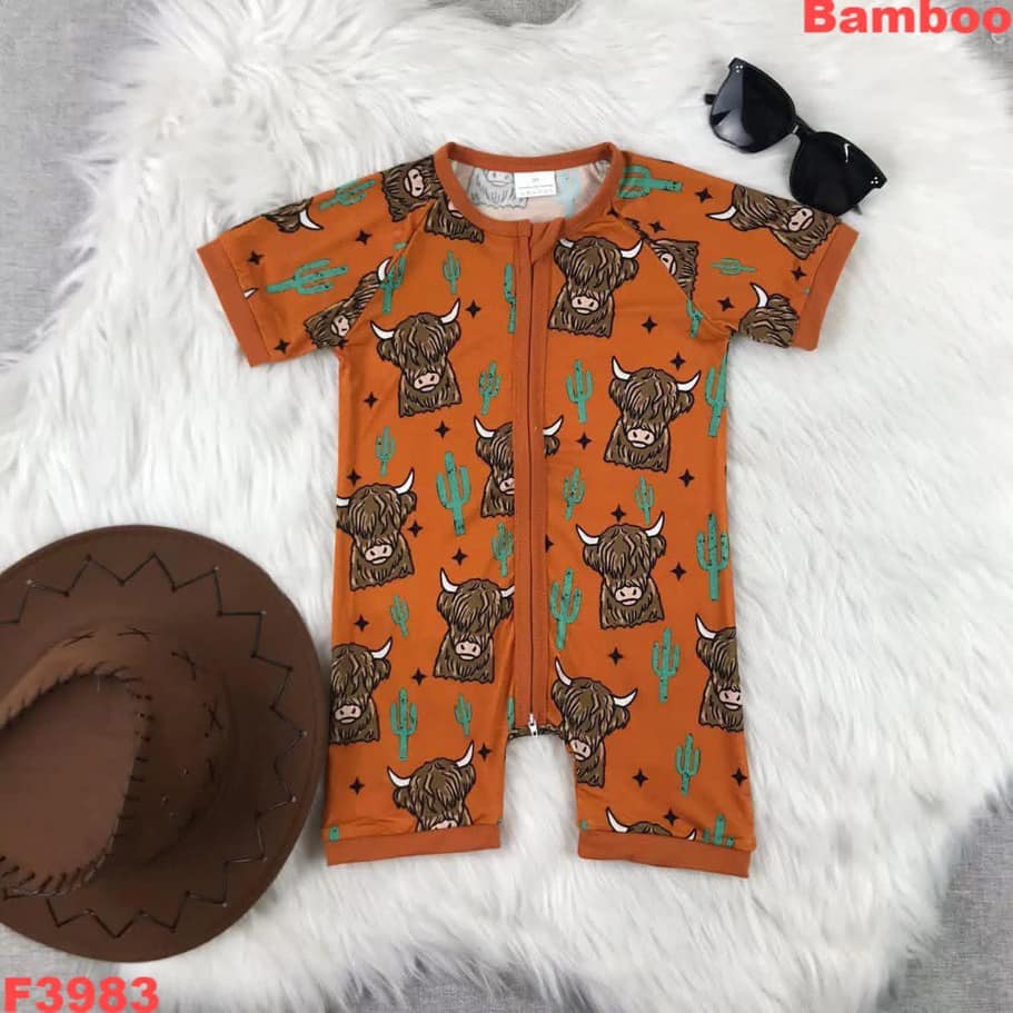 Bamboo Bodysuit Baby - Baby Clothes Boy Girl Western Cow
